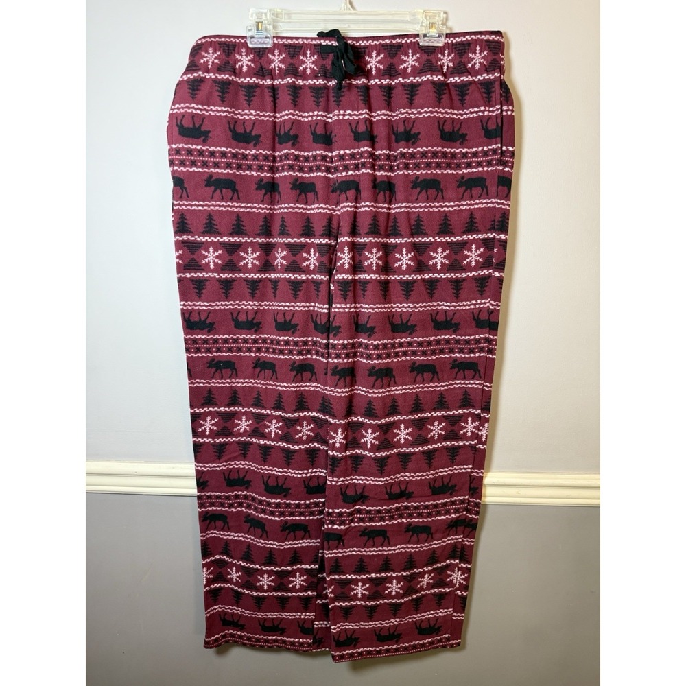 NWOT CROFT & BARROW Fleece Pajama/ Lounge Pants XL‎ Holiday Moose~Drawstring